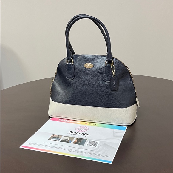Authentic Coach Navy and Cream Satchel with COA - Picture 1 of 16